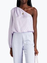 Cami NYC Lenore One-shoulder Striped Cotton Silk Top In Orchid Purple Medium