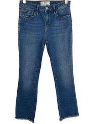 Free People Blue Bootcut Frayed Hem Jeans 27