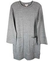 Garnet Hill Small Dress Jersey Knit Gray Sweater Tunic Pockets Crew Mini 303