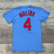 Majestic Yadier Molina #4 St. Louis Cardinals Womens S Classic Blue T Shirt