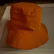ZARA  orange bucket sun hat with braided string and tie - NWOT