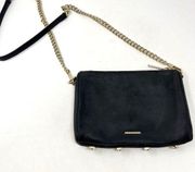 Rebecca Minkoff Avery Saffiano Black Leather Crossbody Purse Bag Studded Handbag