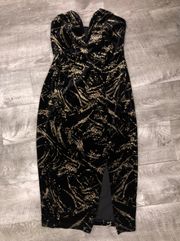 Black And Gold Velvet Dress