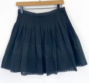 NEW Women's Black Pleated Lace Crochet Eyelet Mini Skirt size 2