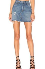 GRLFRND Eva A-Frame Gusset Denim Mini Skirt