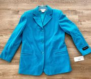 HB II by Harve Benard Women's Jacket Blazer Cashmere Blend Sky Blue Size 8 NWT