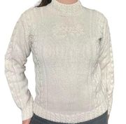 Vintage silk wool cable knit knitted sweater with floral stitched design