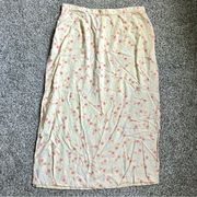 🦋 Christopher & Banks Vintage Yellow Pink Floral Maxi Skirt Size 12 90s