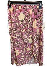 Knox Rose Pink Midi Length Floral Print Lightweight Flowy Skirt NEW Size XS