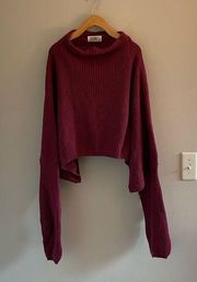 Women  red oversized cowl sweater small