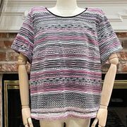 ECI abstract striped pink and black top w/ cutouts / XL / Excellent condition