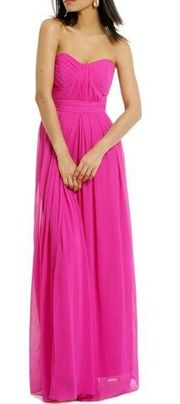 Badgley Mischka Collection Magenta Fluorescent Chiffon Strapless Gown 10