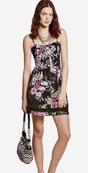 Open ladder back black floral dress size 7