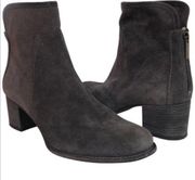 Aquatalia Suede Leather Ankle Boots 7 Gray Grey Taylor Zip Booties Shoes