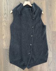 Luxury 100% Cashmere Sleeveless Sweater Vest Charcoal Grey Medium