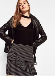 ZARA  Trafaluc Black & White Striped Ruffle Mini Skirt