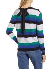 Halogen Bow Back Pullover Striped Sweater XS NWT