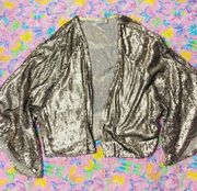 TOBY HEART GINGER GOLD MATTE SEQUINS SHAWL CARDIGAN SIZE MEDIUM