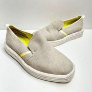 Franco Sarto Sneaker Women Size 7 Gray White Canvas Slip On Style