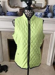 Lands End Womens Medium 10-12 Lime Green Quilted Layering Vest Polyester G5