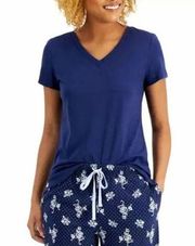 Charter Club Cotton V-Neck Pajama T-Shirt in Blue Size Medium NWT