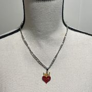 Brand New!! Flaming heart pendant necklace