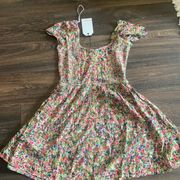 Green Pink Floral Dress