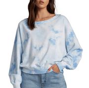 Billabong NEW  Sweatshirt Womens Tie-Dye Blue/White Relaxed Fit  Size Medium