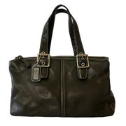Vintage  Legacy Black Cowhide Leather Medium Zip Buckle Satchel Bag #9545