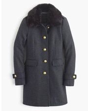 NWOT. JCrew Wool coat with faux-fur collar