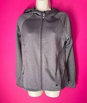 Spyder Women's M Gray Fleece Lined Hoodie Jacket Zip Pockets Casual Outdoor