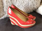 CALVIN KLEIN Coral Color Platform Wedges Size 8