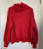 red turtleneck knit sweater