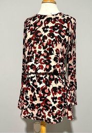Parker Pink Black Red Longsleeve Safari Leopard Print Drop Waist Dress Size S