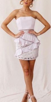 Saints + Secrets Lilac Lace and Ruffles Strapless Dress