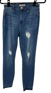 Refuge Distressed Skinny Jeans Raw Hem