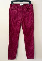 Pink Burgundy Velvet Skinny Pants Size 6