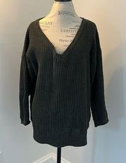 BB Dakota slouchy wide-neck forest green sweater, size S