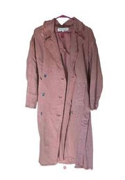 Free People Kelly Trench Coat Relaxed Raw Hem Side Slit Cherry Chai Size XS/S