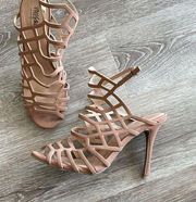 Mossimo strappy cage heel sandals beige tan neutral 8.5