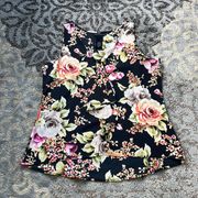 Metaphor Sleeveless Flowy Top Floral Black Large