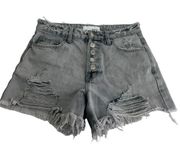 vervet denim gray distressed button fly cut off jean shorts Size S