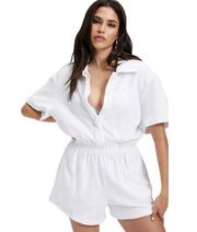 Good American Women's White Terry Mini Short-Sleeve Romper Size 4 GSW0230 NWT