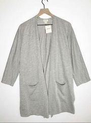DONNI Charm Ribbed Long Open Sweater Cardigan White Gray OS Slouchy Oversized