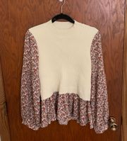 Mixed Media Floral Peplum Blouse