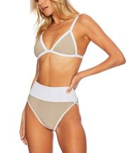 Beach Riot Bikini Size XS Pamela Bikini Top & Emmy Bottoms Taupe & White