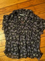 Black And Purple Floral Top