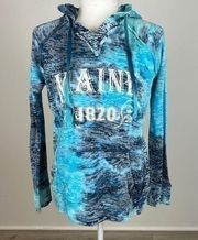 Blue Tie Dye "Maine" Hoodie Size S