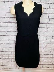 Ted Baker Women's Black Back Zip Sleeveless Scalloped Edge A-Line Dress Size 0