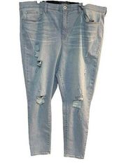 TORRID Sky High Skinny Jeans Premium Stretch Light Wash Destroyed Size 26 R NWT